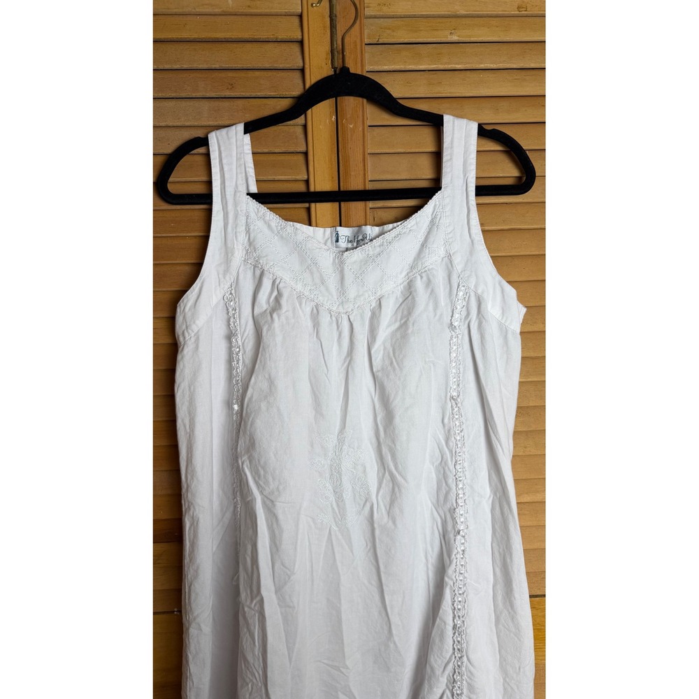 Vtg The 1 for U White Flowy Cotton Prairie Nightgown Cottage Core House Dress M - Picture 8 of 12